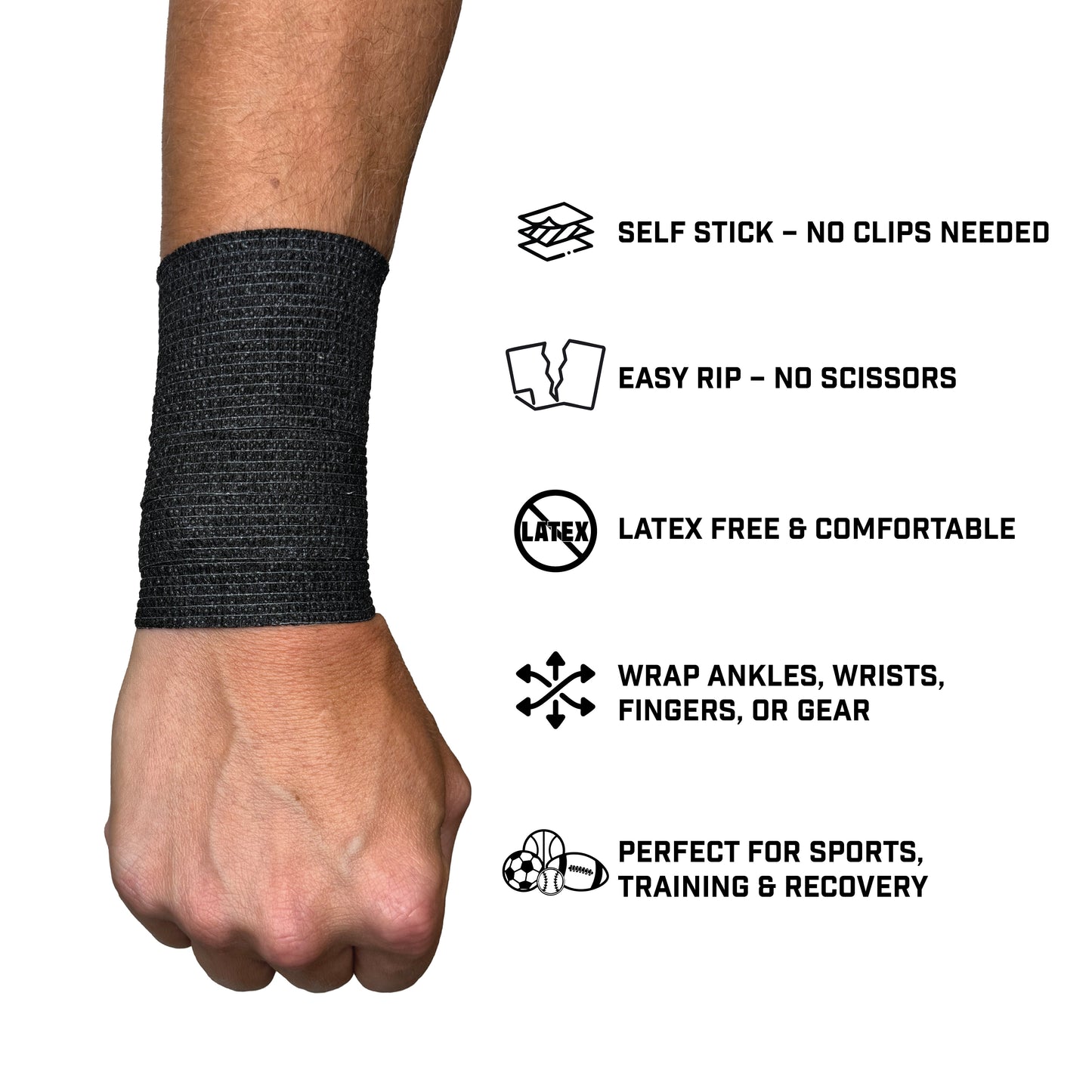 Black Self Stick Athletic Tape